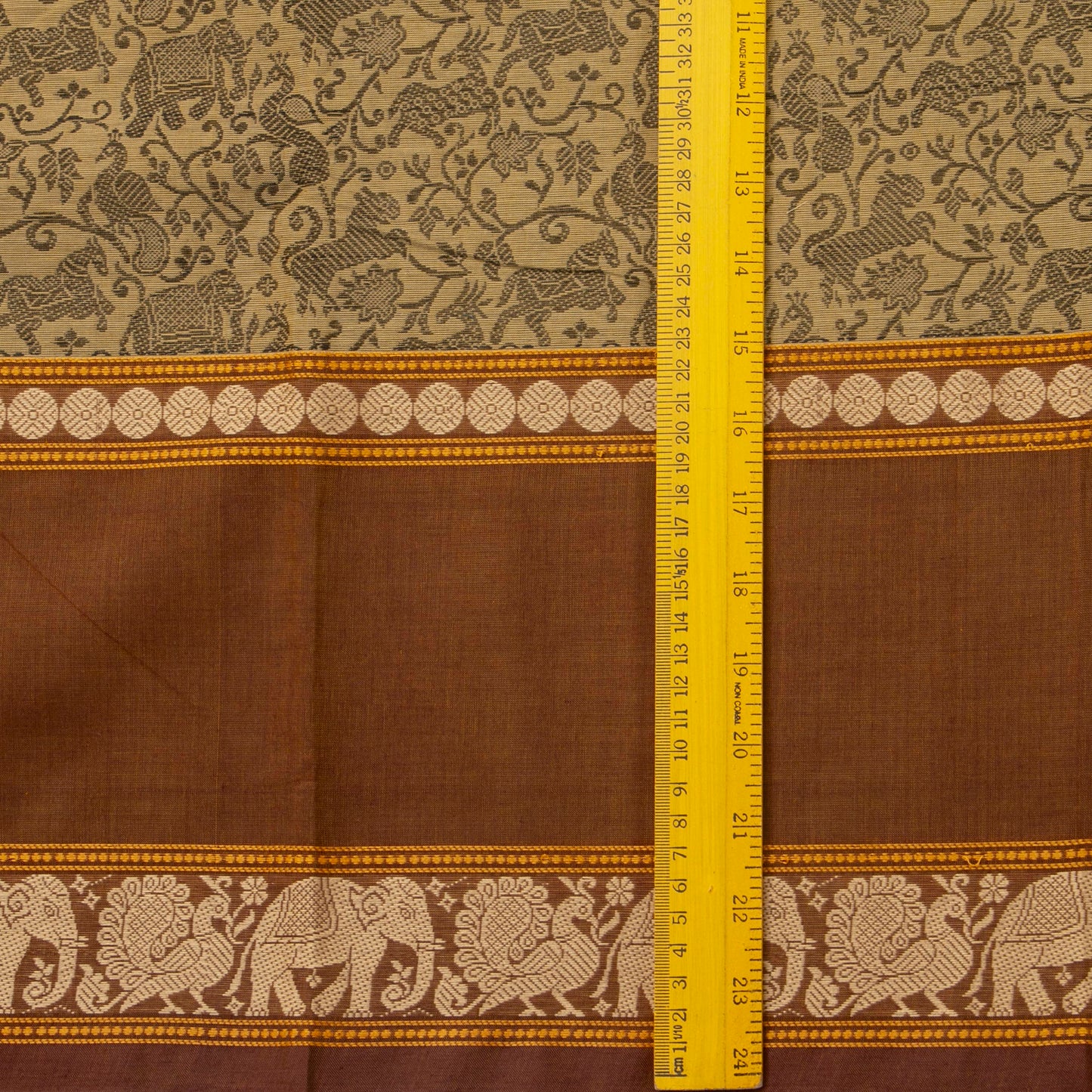 Beige And Brown Vanasingaram Kanchi Cotton Saree For Festive Wear PV MM KC 672