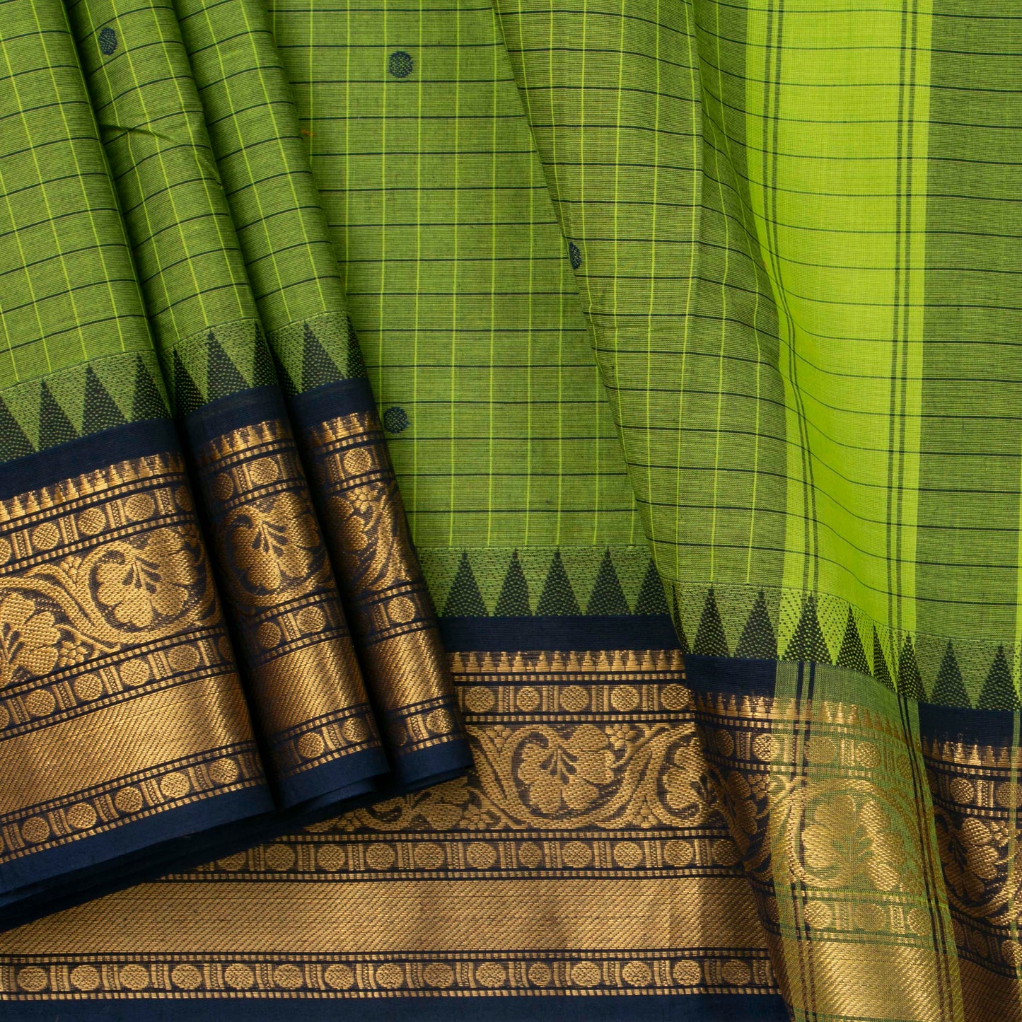 Green And Blue Kanchi Cotton Saree PV MM KC 657