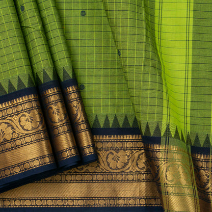 Green And Blue Kanchi Cotton Saree PV MM KC 657