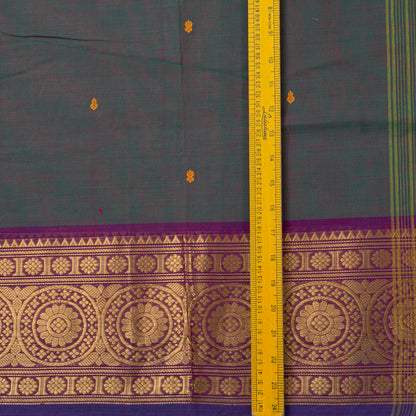 Blue And Purple Kanchi Cotton Saree For Festive Wear PV MM KC 909