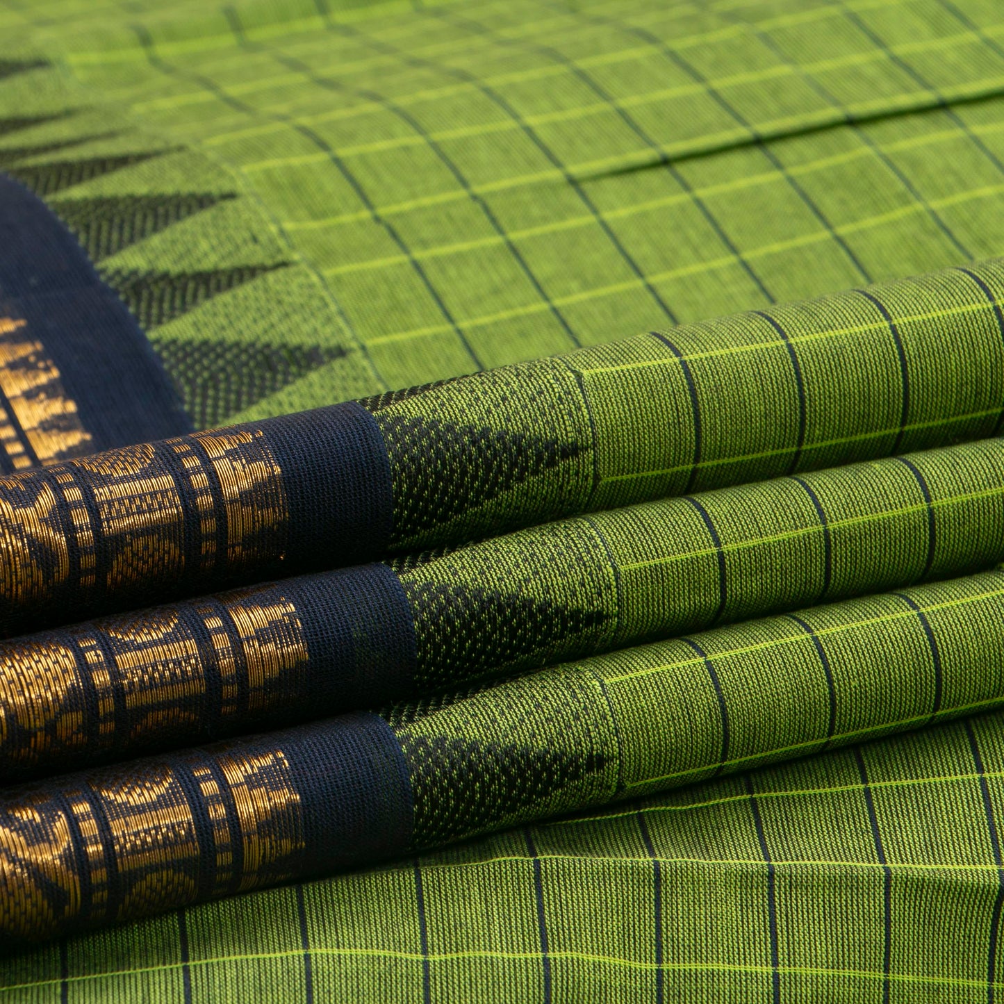 Green And Blue Kanchi Cotton Saree PV MM KC 657