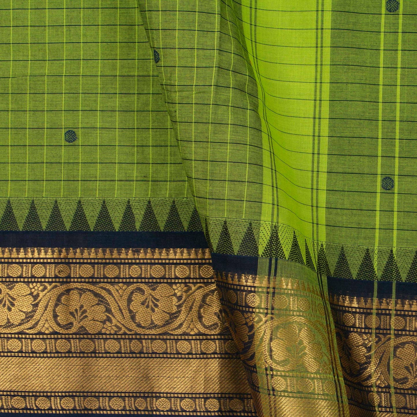 Green And Blue Kanchi Cotton Saree PV MM KC 657