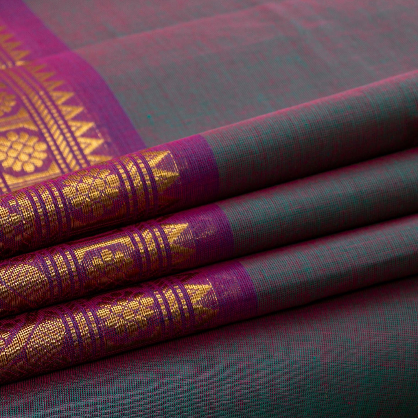 Blue And Purple Kanchi Cotton Saree For Festive Wear PV MM KC 909