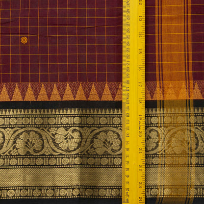 Maroon And Black Kanchi Cotton Saree For Festive Wear PV MM KC 658