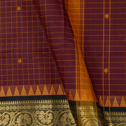 Maroon And Black Kanchi Cotton Saree For Festive Wear PV MM KC 658