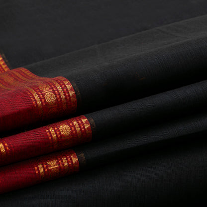 Black And Red Kanchi Cotton Saree For Festive Wear PV MM KC 908