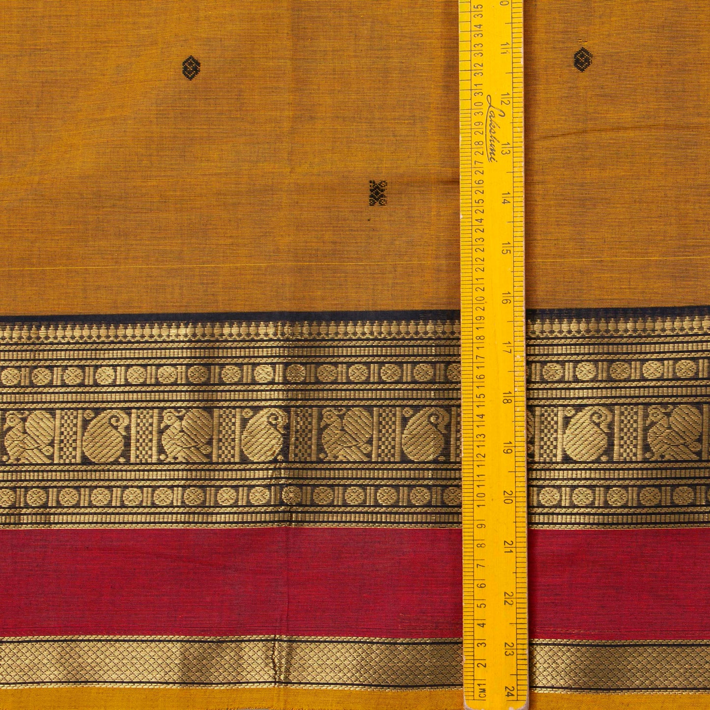 Mustard And Black Kanchi Cotton Saree For Festive Wear PV MM KC 907