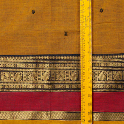 Mustard And Black Kanchi Cotton Saree For Festive Wear PV MM KC 907