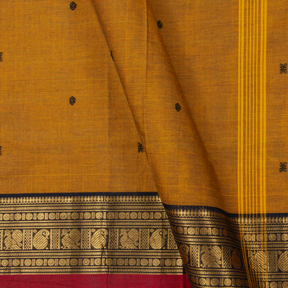 Mustard And Black Kanchi Cotton Saree For Festive Wear PV MM KC 907