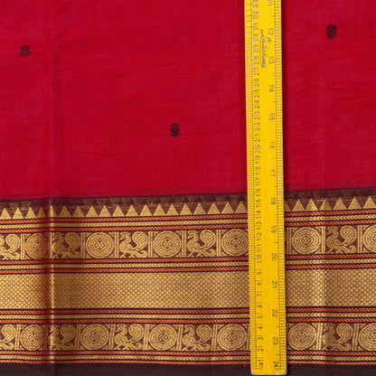 Red And Brown Kanchi Cotton Saree For Festive Wear PV MM KC 891