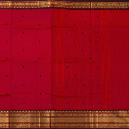 Red And Brown Kanchi Cotton Saree For Festive Wear PV MM KC 891