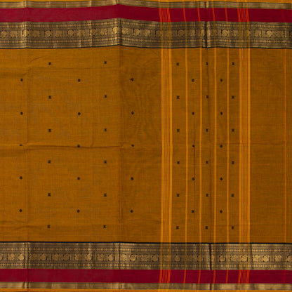 Mustard And Black Kanchi Cotton Saree For Festive Wear PV MM KC 907