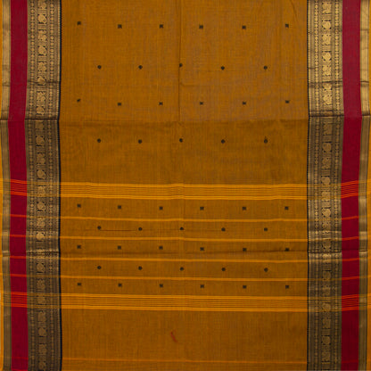Mustard And Black Kanchi Cotton Saree For Festive Wear PV MM KC 907