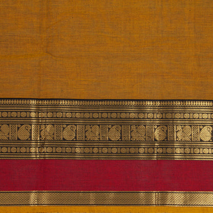 Mustard And Black Kanchi Cotton Saree For Festive Wear PV MM KC 907