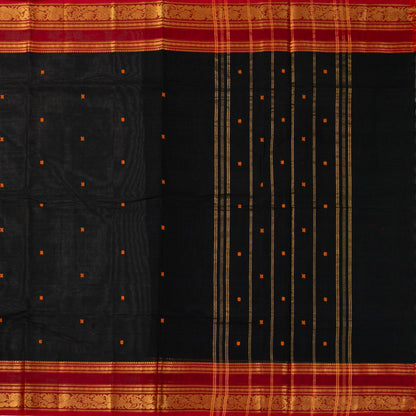 Black And Red Kanchi Cotton Saree For Festive Wear PV MM KC 908
