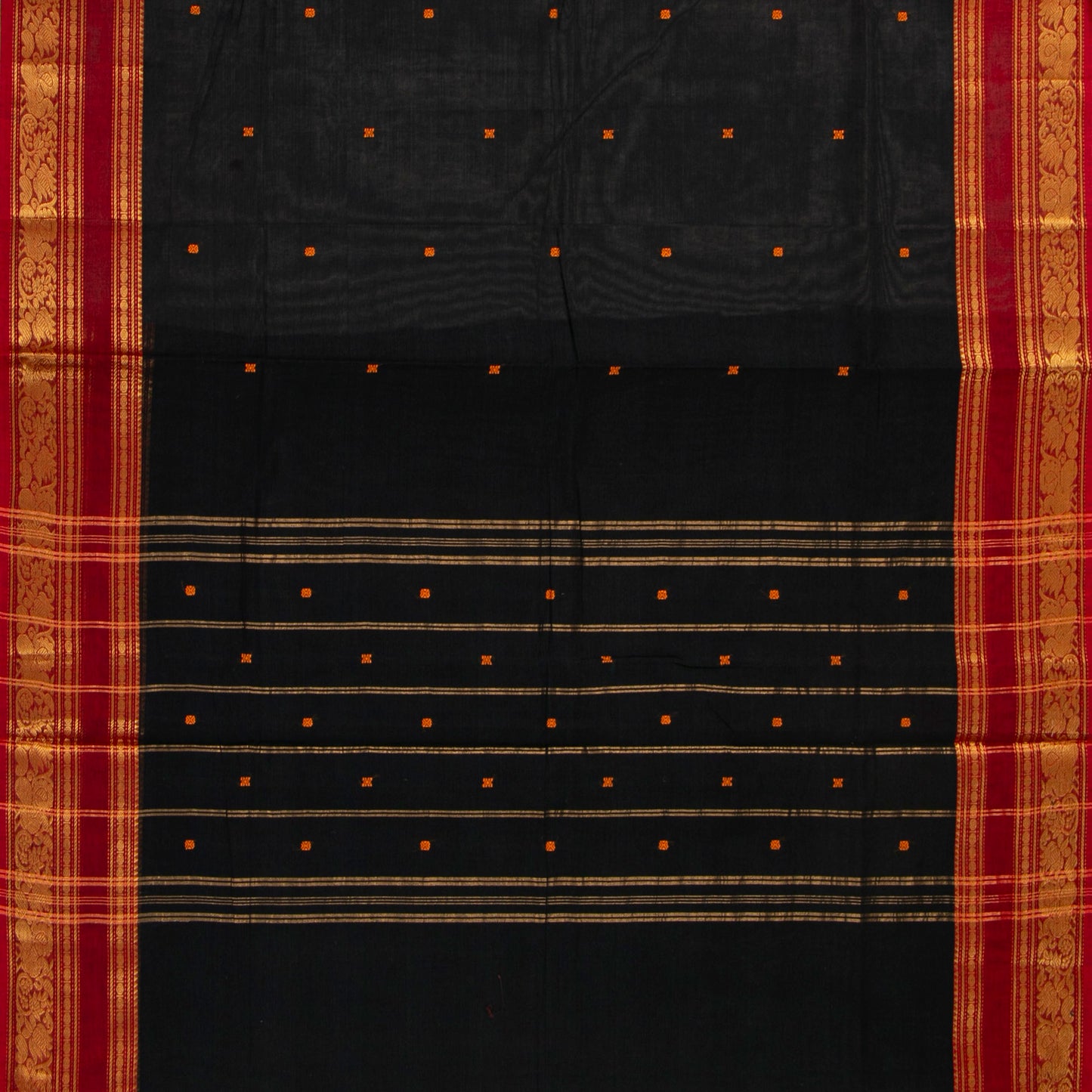 Black And Red Kanchi Cotton Saree For Festive Wear PV MM KC 908