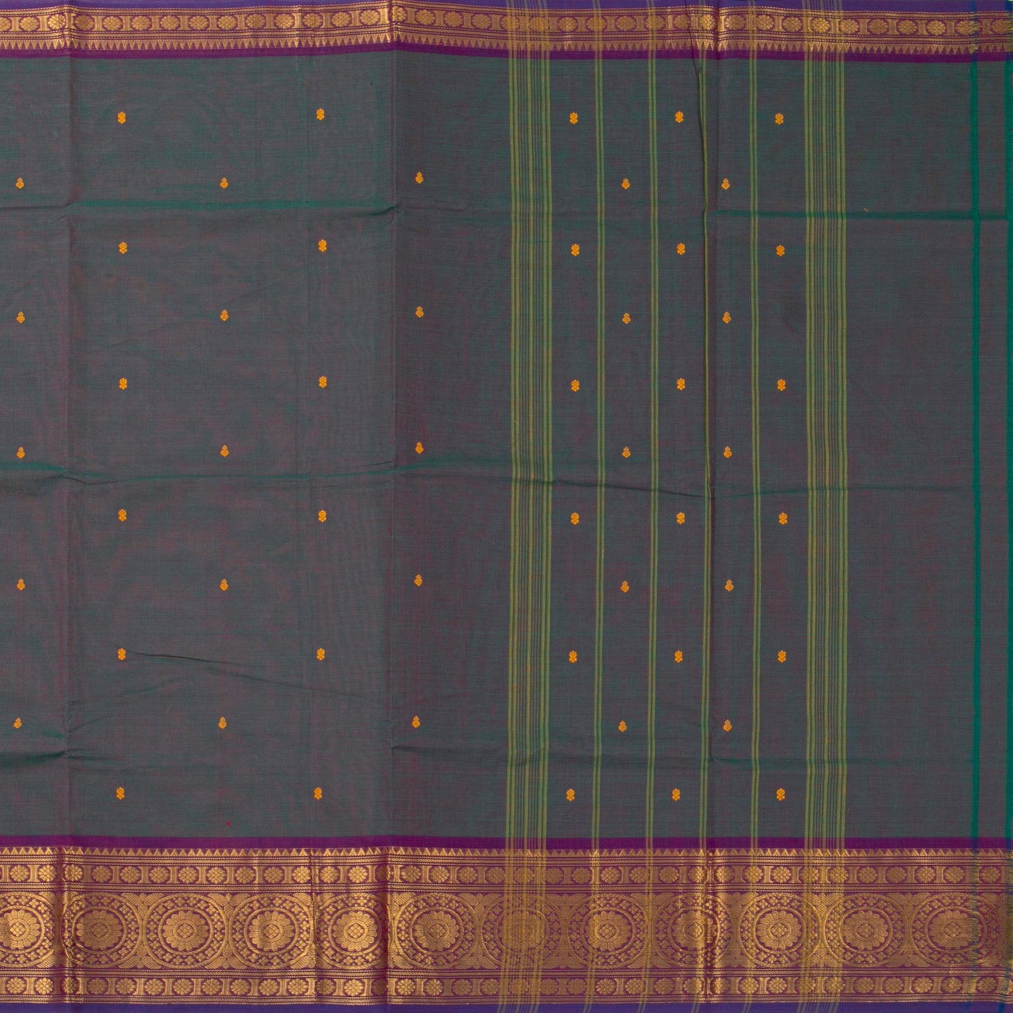 Blue And Purple Kanchi Cotton Saree For Festive Wear PV MM KC 909