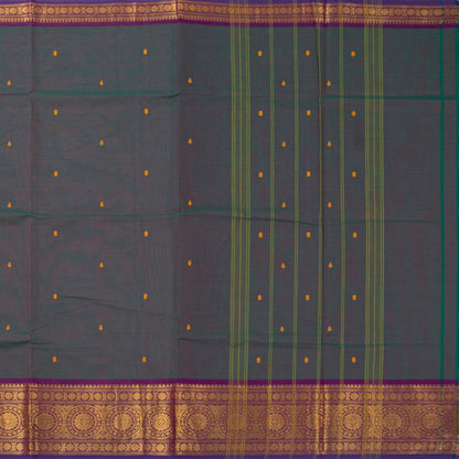 Blue And Purple Kanchi Cotton Saree For Festive Wear PV MM KC 909