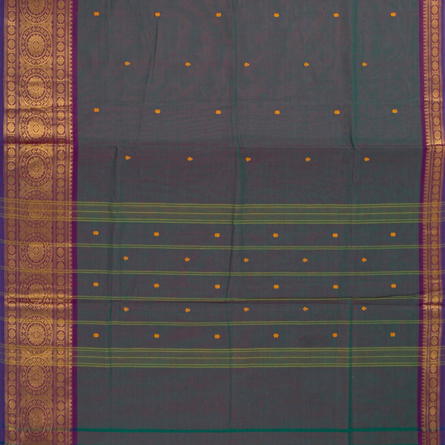 Blue And Purple Kanchi Cotton Saree For Festive Wear PV MM KC 909