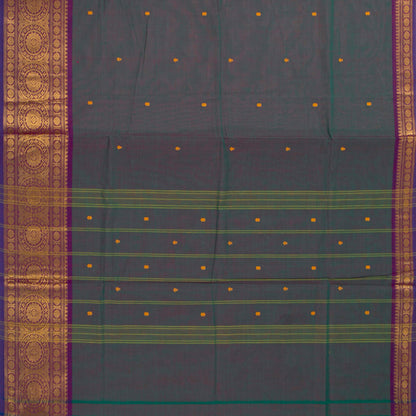 Blue And Purple Kanchi Cotton Saree For Festive Wear PV MM KC 909