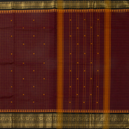 Maroon And Black Kanchi Cotton Saree For Festive Wear PV MM KC 658