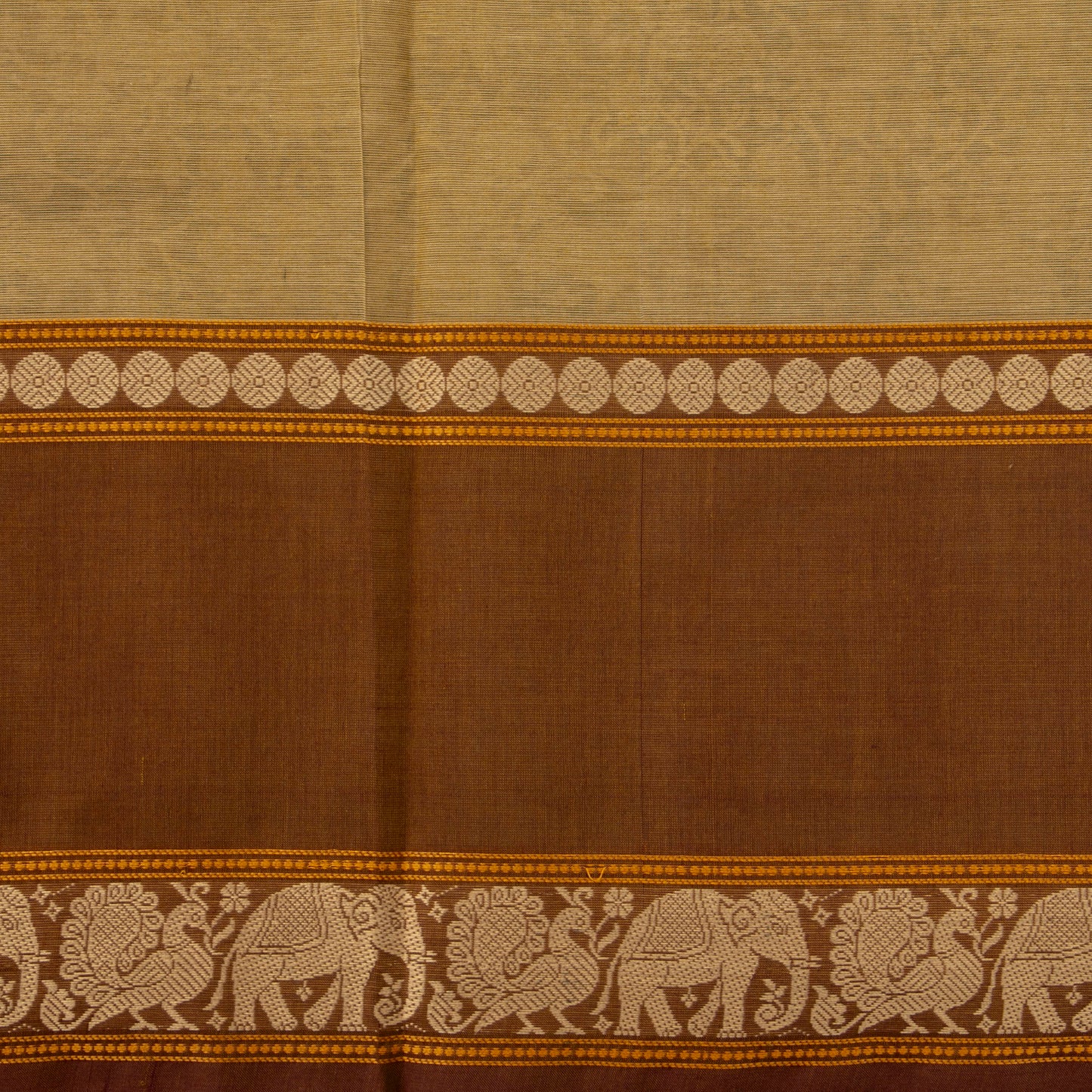 Beige And Brown Vanasingaram Kanchi Cotton Saree For Festive Wear PV MM KC 672