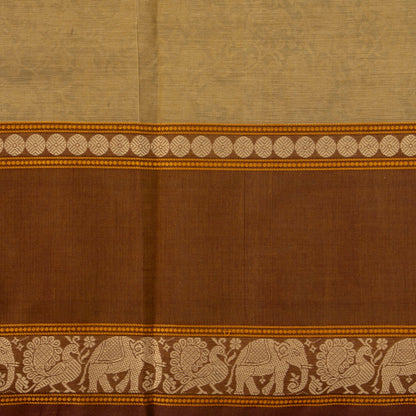 Beige And Brown Vanasingaram Kanchi Cotton Saree For Festive Wear PV MM KC 672