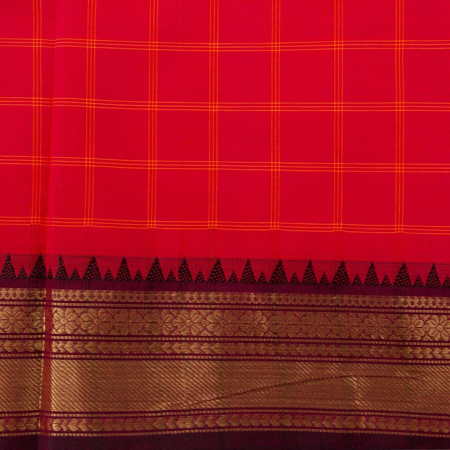 Pink And Wine Kanchi Cotton Saree With Zari Border For Festive Wear PV MM KC 641