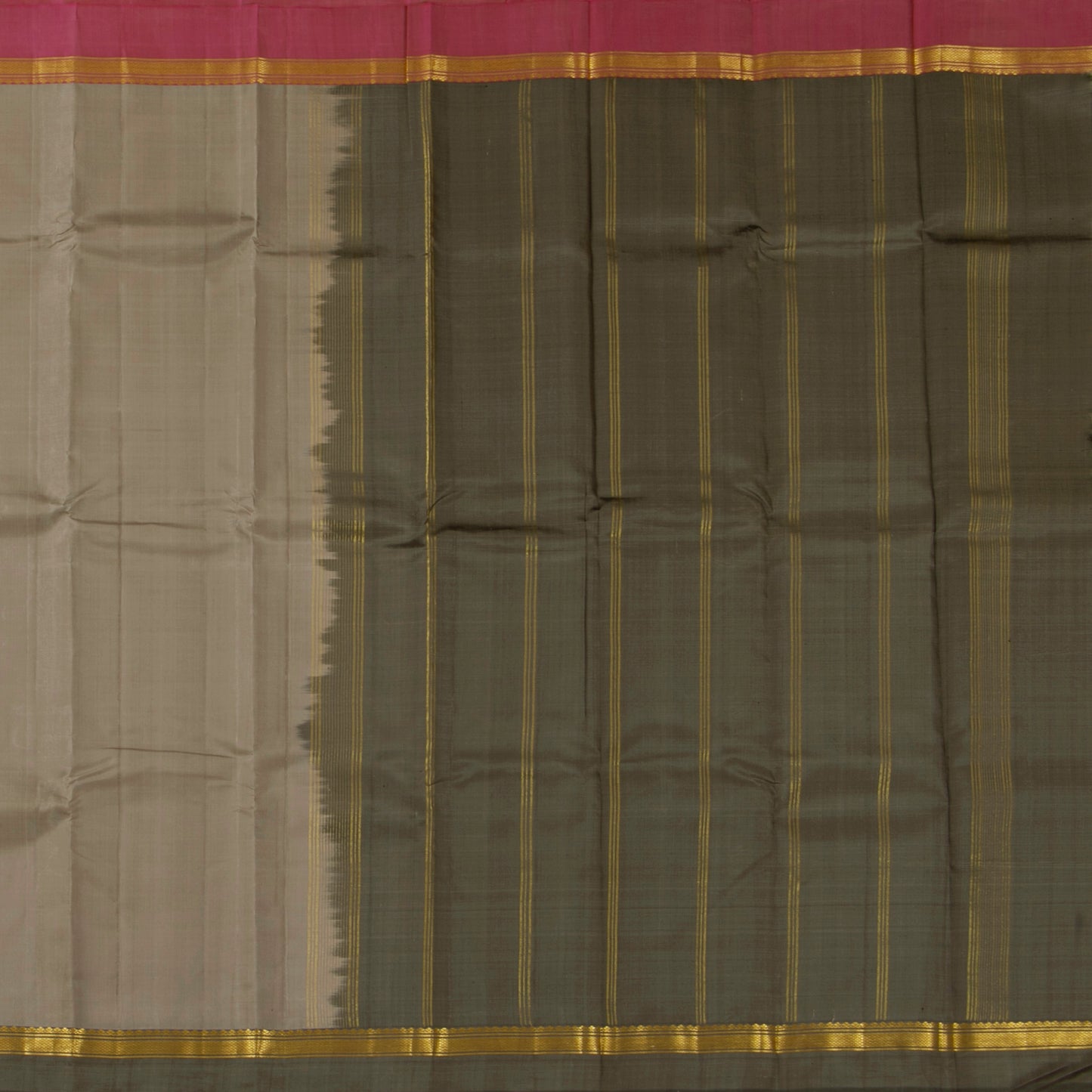 Grey Kanchipuram Silk Saree Ganga Jamuna Border For Festive Wear PV KNN 261