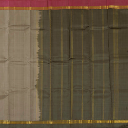 Grey Kanchipuram Silk Saree Ganga Jamuna Border For Festive Wear PV KNN 261