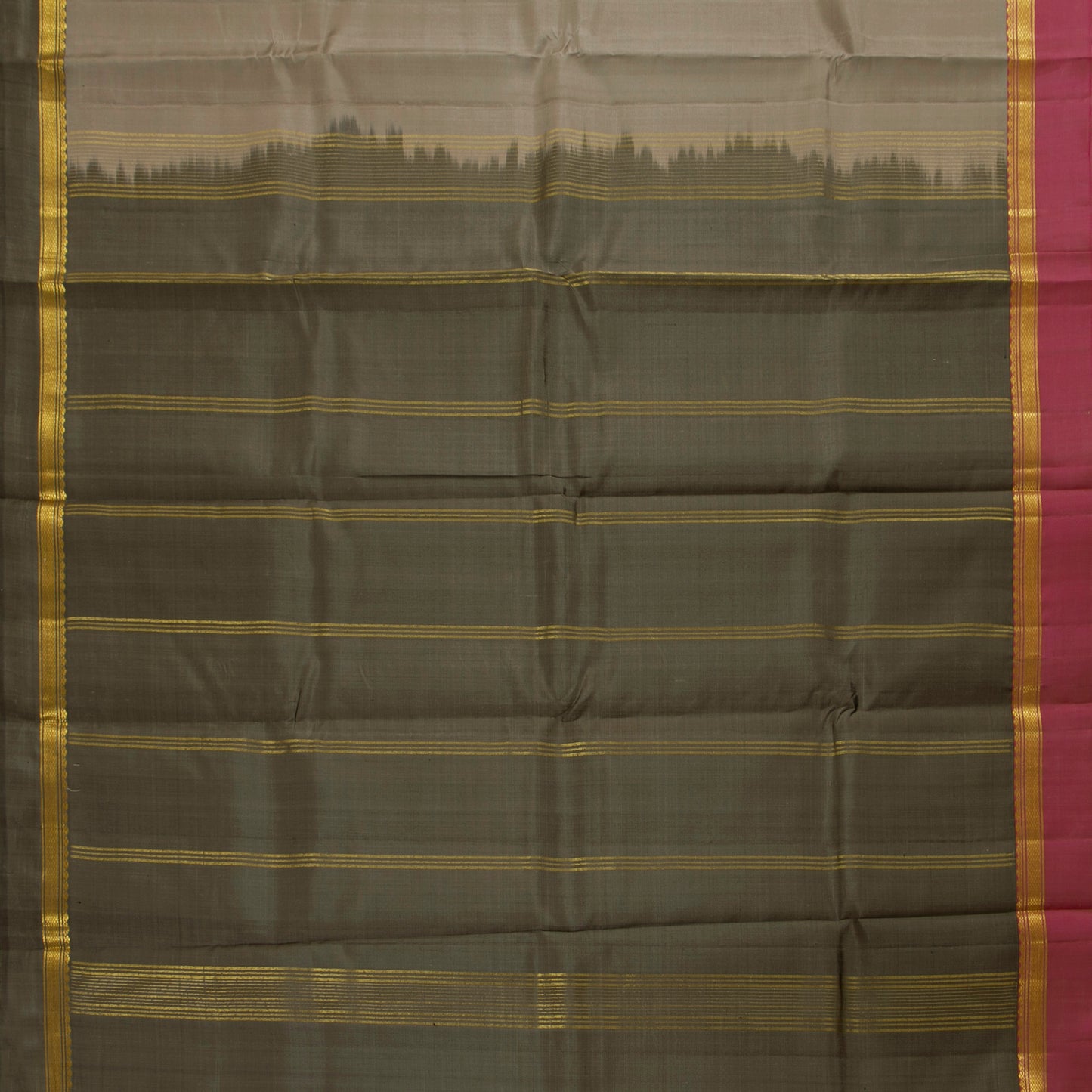 Grey Kanchipuram Silk Saree Ganga Jamuna Border For Festive Wear PV KNN 261