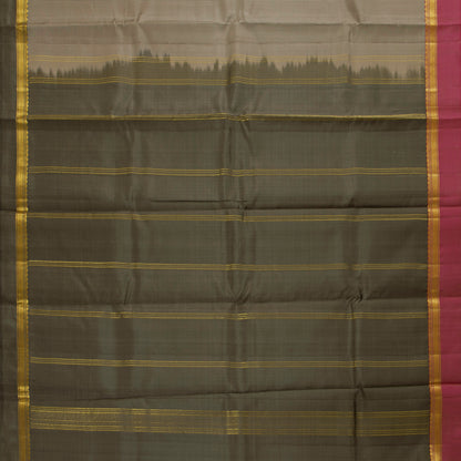 Grey Kanchipuram Silk Saree Ganga Jamuna Border For Festive Wear PV KNN 261
