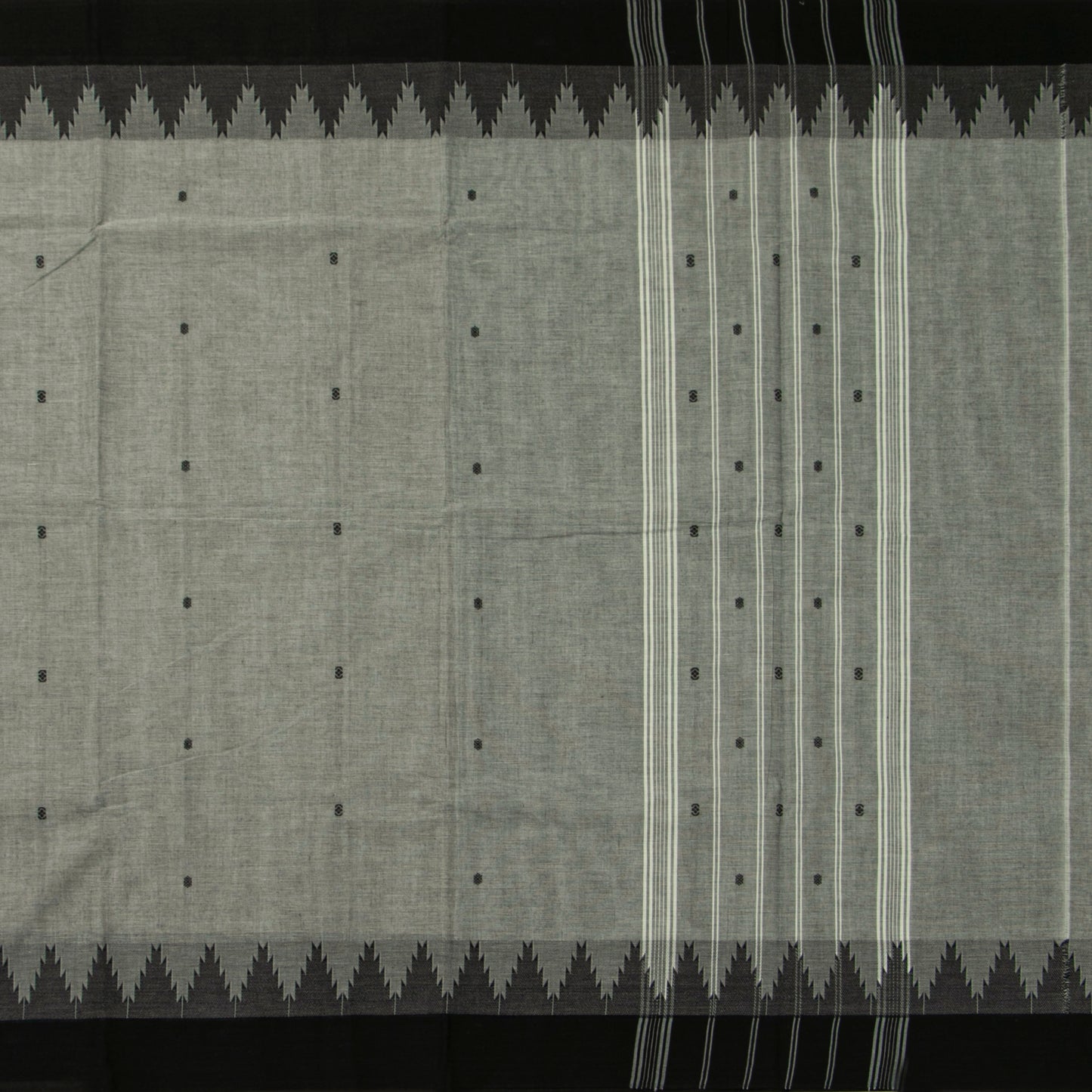 Grey And Black Kanchi Cotton Saree For Festive Wear PV MM KC 812