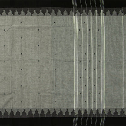 Grey And Black Kanchi Cotton Saree For Festive Wear PV MM KC 812