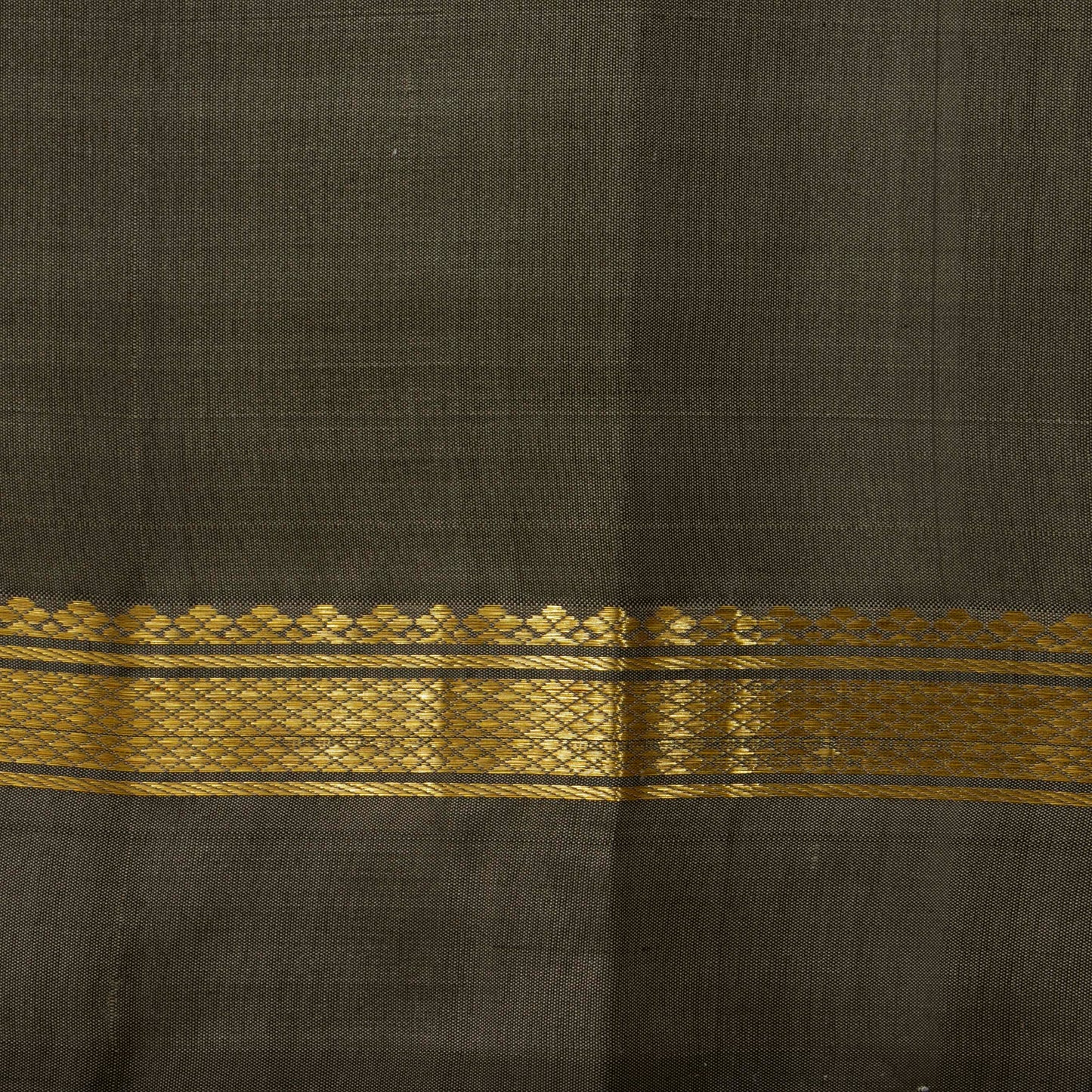 Grey Kanchipuram Silk Saree Ganga Jamuna Border For Festive Wear PV KNN 261