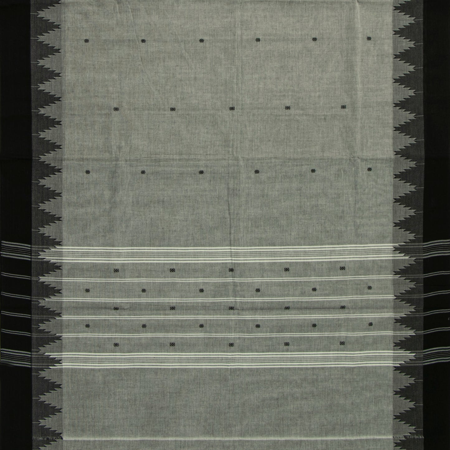 Grey And Black Kanchi Cotton Saree For Festive Wear PV MM KC 812