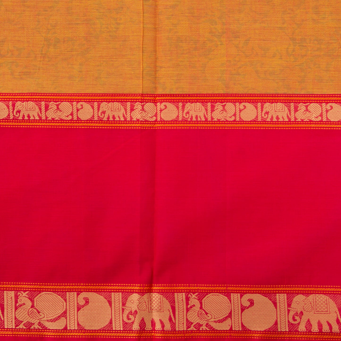 Mustard And Pink Vanasingaram Kanchi Cotton Saree For Festive Wear PV MM KC 666