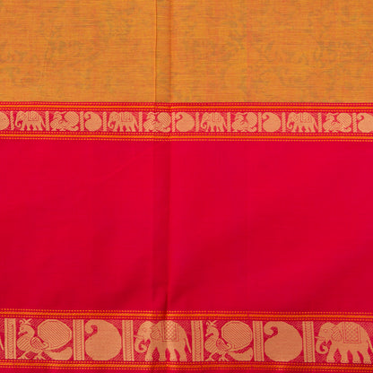 Mustard And Pink Vanasingaram Kanchi Cotton Saree For Festive Wear PV MM KC 666