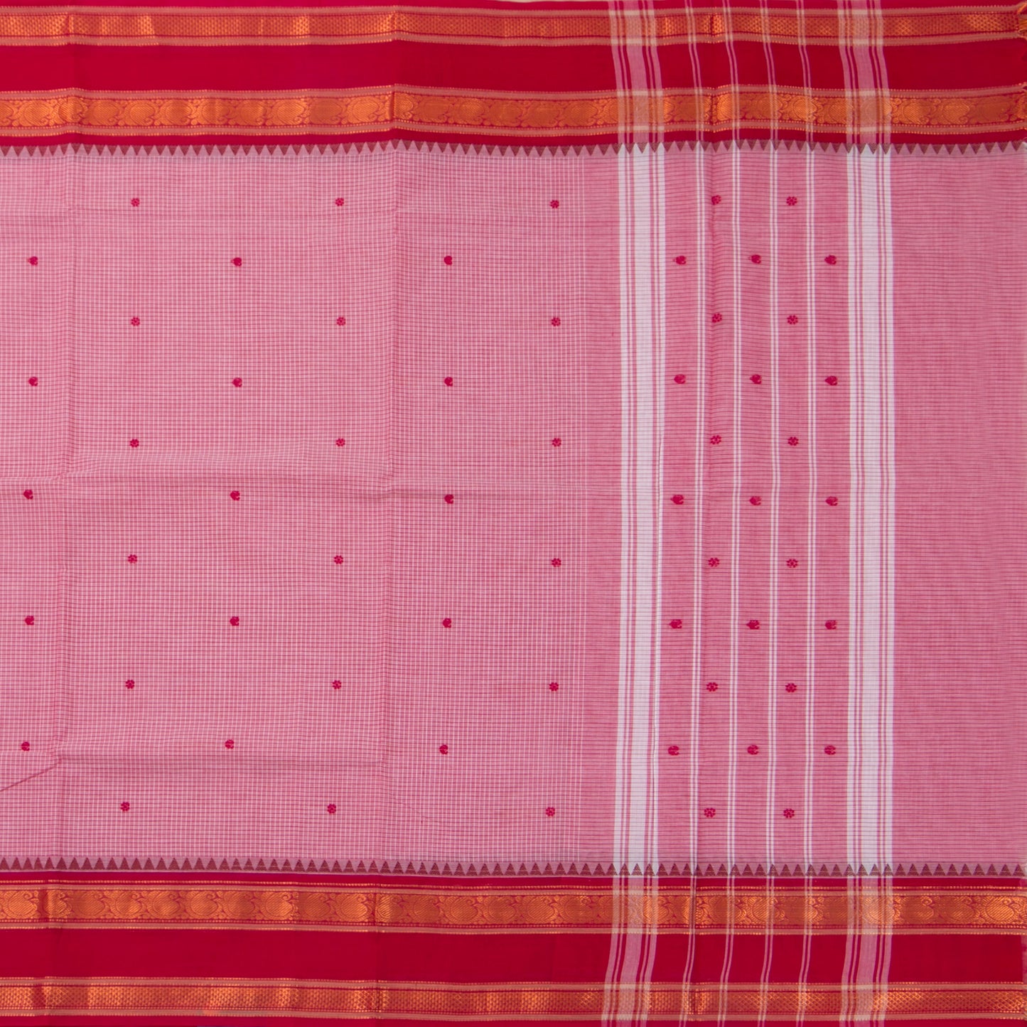 Pink Kanchi Cotton Saree With Zari Border For Festive Wear PV MM KC 638