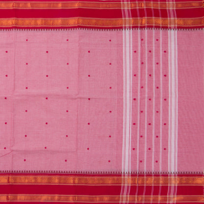 Pink Kanchi Cotton Saree With Zari Border For Festive Wear PV MM KC 638
