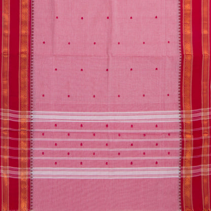Pink Kanchi Cotton Saree With Zari Border For Festive Wear PV MM KC 638