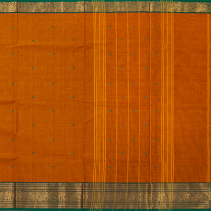 Rust And Green Kanchi Cotton Saree For Festive Wear PV MM KC 852