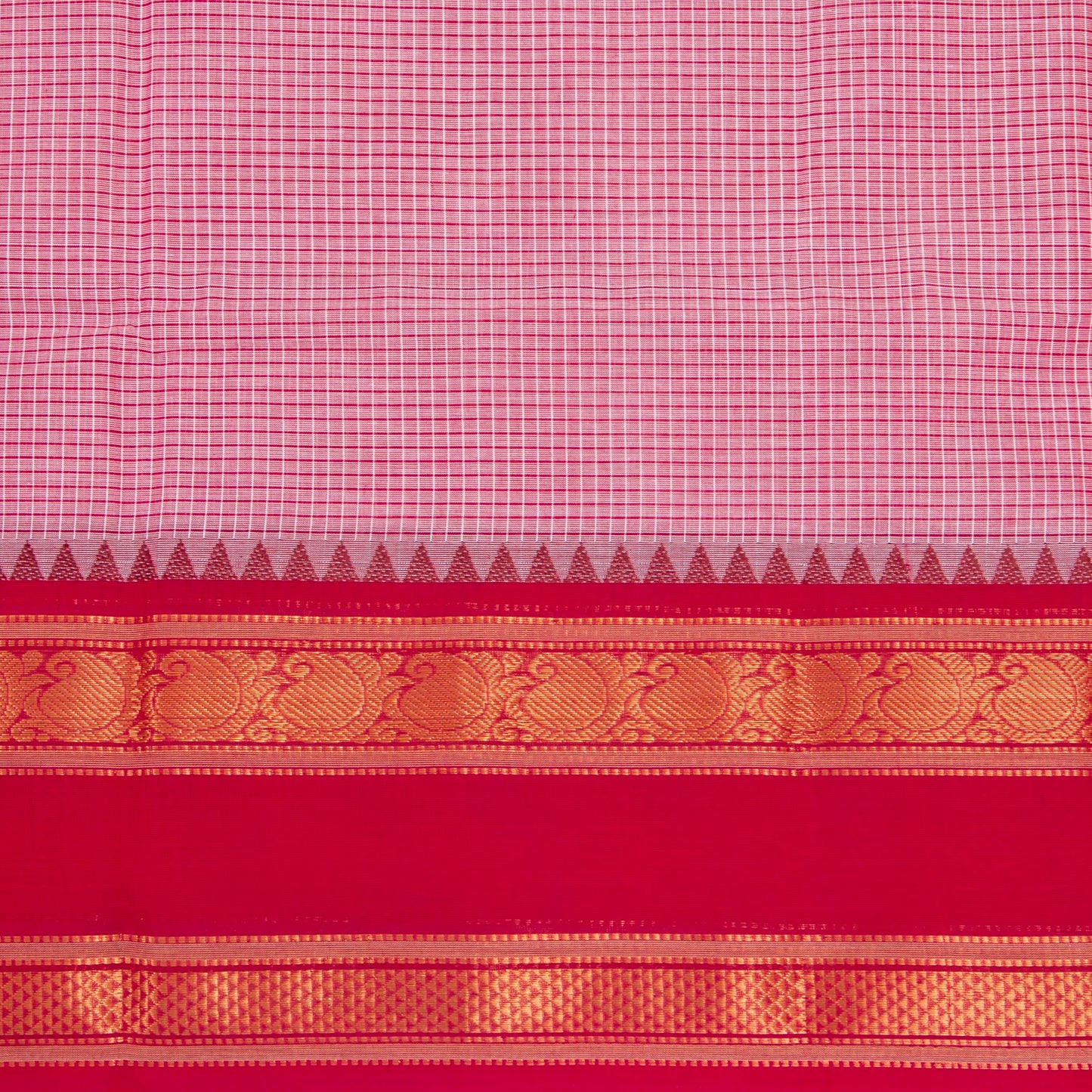 Pink Kanchi Cotton Saree With Zari Border For Festive Wear PV MM KC 638