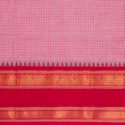 Pink Kanchi Cotton Saree With Zari Border For Festive Wear PV MM KC 638
