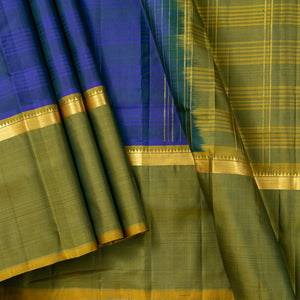 Blue And Green Kanchipuram Silk Saree For Wedding Wear PV KNN 251