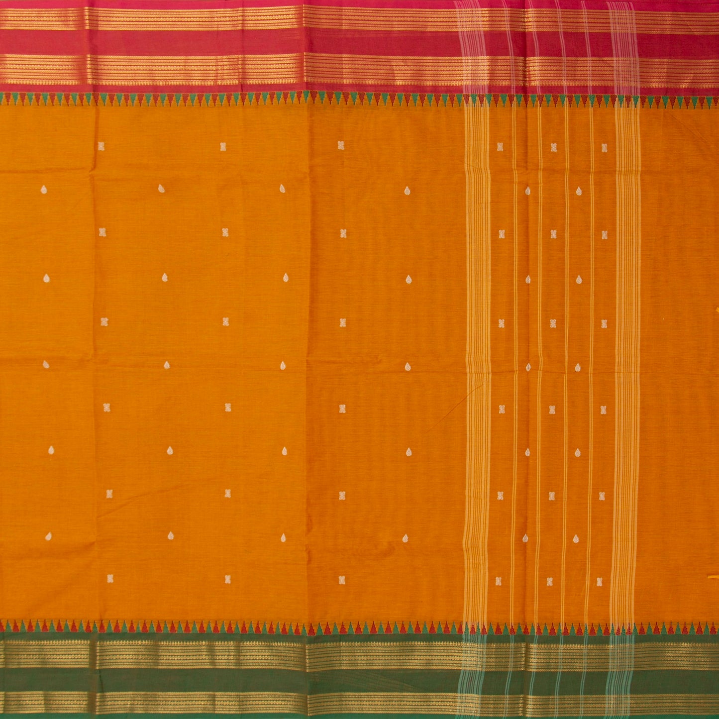 Yellow Kanchi Cotton Saree Ganga Jamuna Border For Festive Wear PV MM KC 789