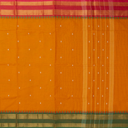 Yellow Kanchi Cotton Saree Ganga Jamuna Border For Festive Wear PV MM KC 789