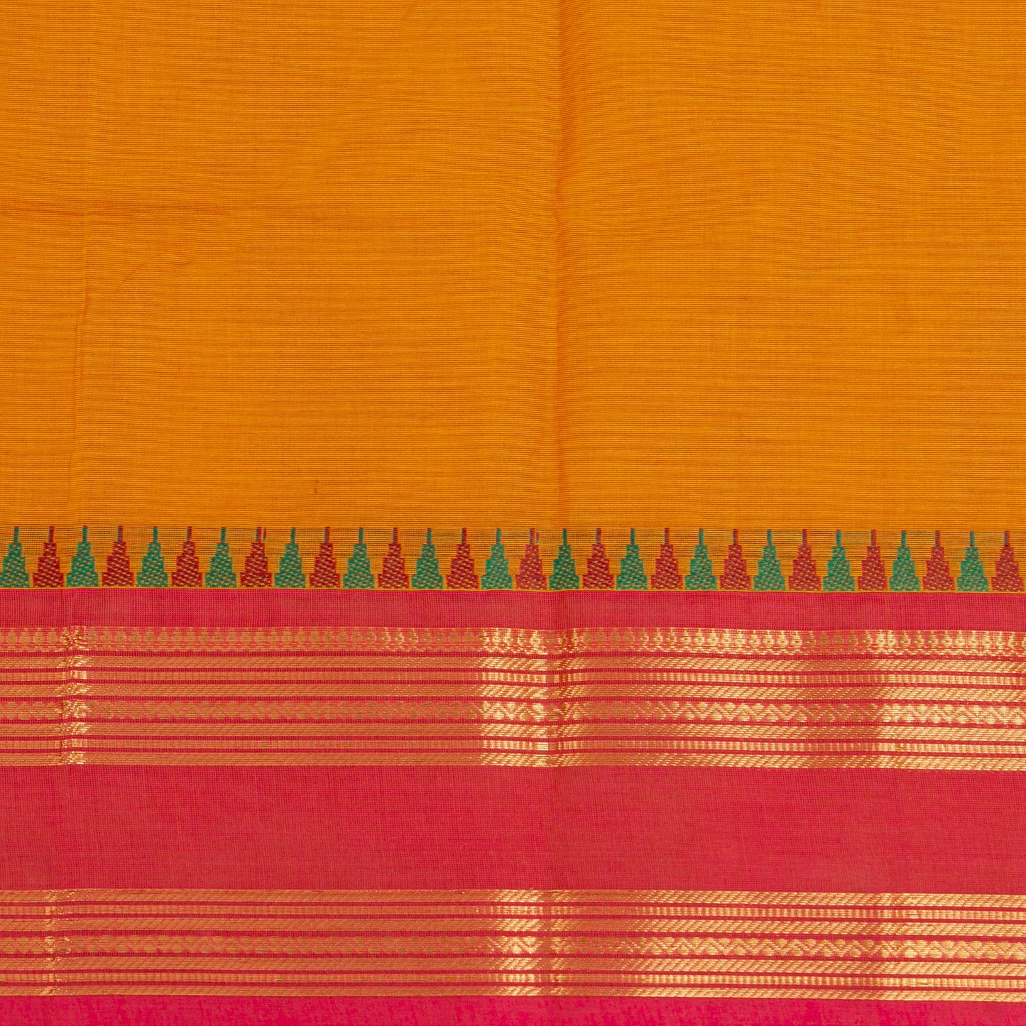 Yellow Kanchi Cotton Saree Ganga Jamuna Border For Festive Wear PV MM KC 789