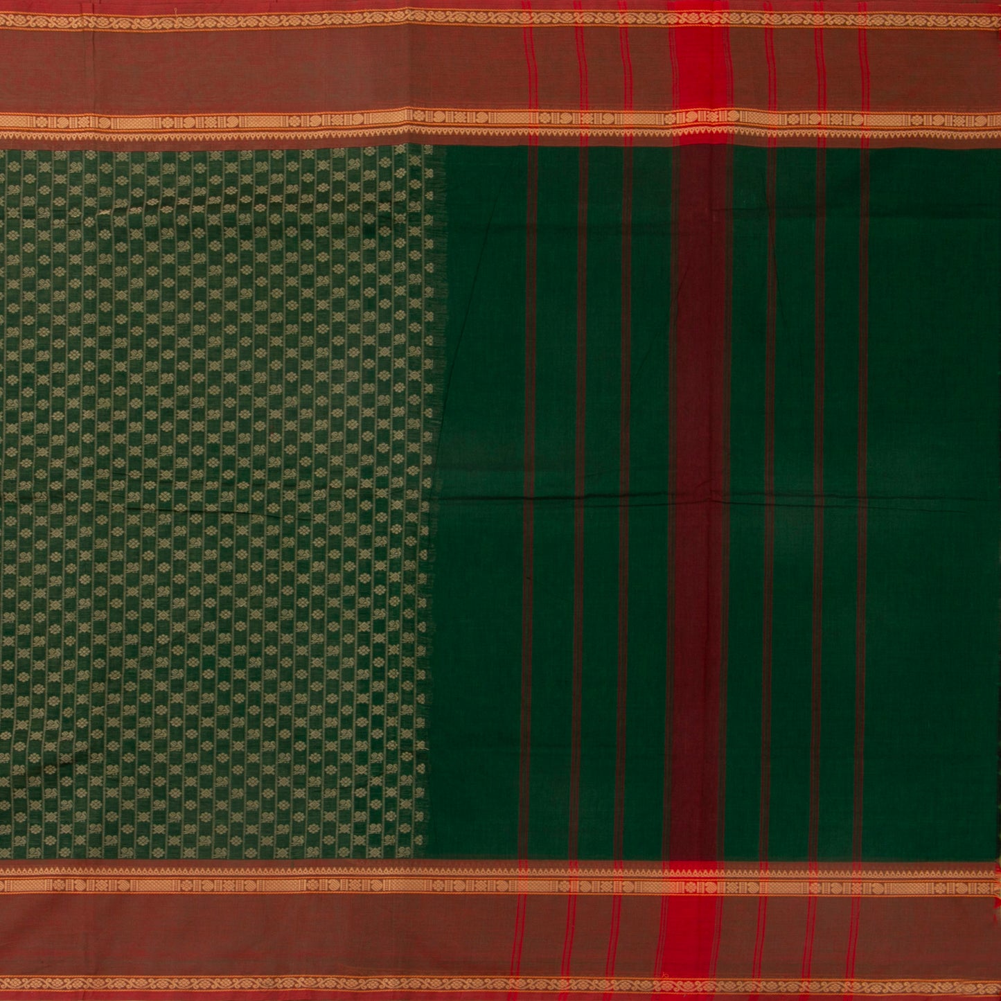 Green And Rust Kanchi Cotton Saree For Office Wear PV MM KC 665