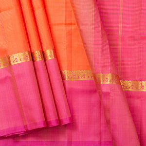 Orange And Pink Kanchipuram Silk Saree For Festive Wear PV KNN 248